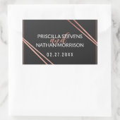 Sticker Rectangulaire Rose noir moderne simple or chic Mariage linéaire (Sac)