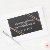 Sticker Rectangulaire Rose noir moderne simple or chic Mariage linéaire (Enveloppe)