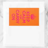 Sticker Rectangulaire Rose Orange Gardez le calme et continuer (Sac)