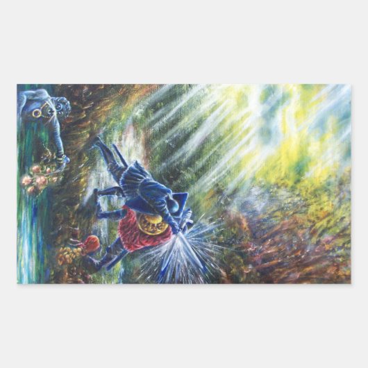 Sticker Rectangulaire ROSE OUBLIÉ combattant les chevaliers, l'argent et (Devant)