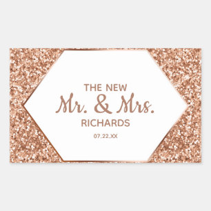 Sticker Rectangulaire Rose Parties scintillant Or Confetti Glam Le Nouve