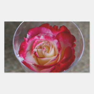 Sticker Rectangulaire Rose Rose Closeuse En Verre À Vin