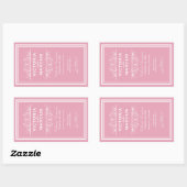 Sticker Rectangulaire Rose Rose Elégant Mariage Monogramme Bouteille de  (Feuille)