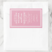 Sticker Rectangulaire Rose Rose Elégant Mariage Monogramme Bouteille de  (Sac)