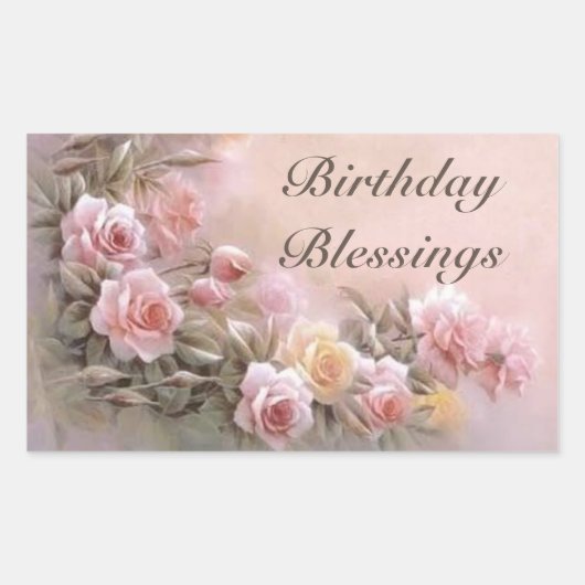 Sticker Rectangulaire Rose Rose floral Bouquet Lavande (Devant)