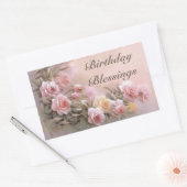 Sticker Rectangulaire Rose Rose floral Bouquet Lavande (Enveloppe)