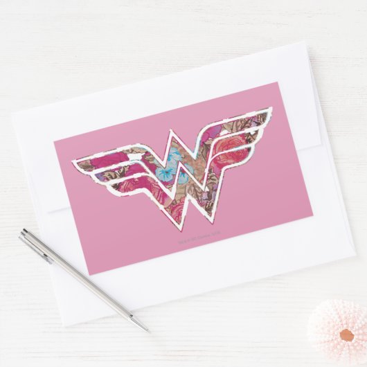 Sticker Rectangulaire Rose rose WW (Enveloppe)