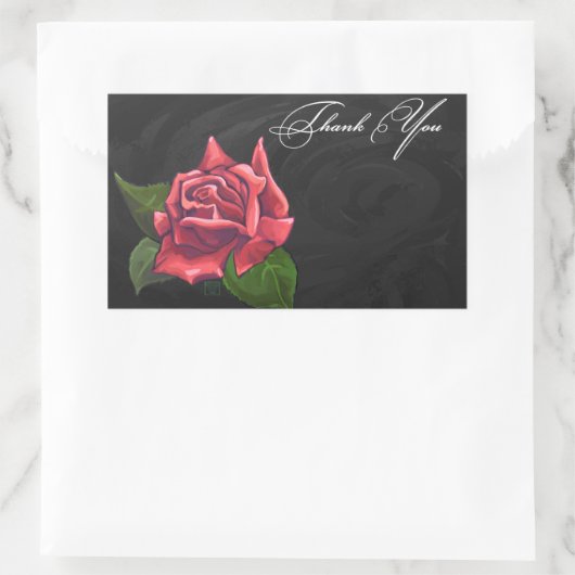 Sticker Rectangulaire Rose rouge Merci (Sac)