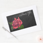 Sticker Rectangulaire Rose rouge Merci (Enveloppe)