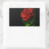 Sticker Rectangulaire Rose rouge sur Floral noir (Sac)