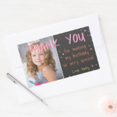 Sticker Rectangulaire Rose Stars Anniversaire Merci Photo (Enveloppe)