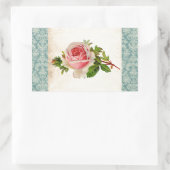 Sticker Rectangulaire Rose victorien et Damask (Sac)