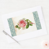 Sticker Rectangulaire Rose victorien et Damask (Enveloppe)