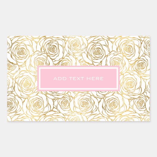 Sticker Rectangulaire Roses d'or rose (Devant)
