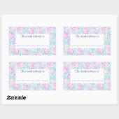 Sticker Rectangulaire Roses et papillons Plaques de réservation à Custom (Feuille)