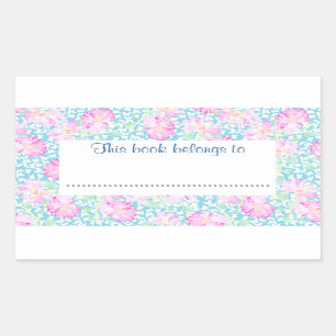 Sticker Rectangulaire Roses et papillons Plaques de réservation à Custom