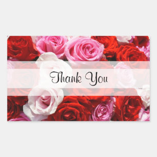 Sticker Rectangulaire Roses "Merci" personnalisées