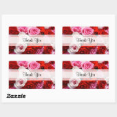 Sticker Rectangulaire Roses "Merci" personnalisés (Feuille)