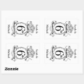 Sticker Rectangulaire Roses pour le 6ème anniversaire de mariage (Feuille)