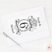 Sticker Rectangulaire Roses pour le 6ème anniversaire de mariage (Enveloppe)