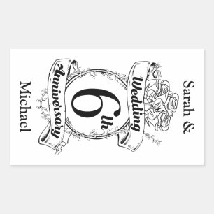 Sticker Rectangulaire Roses pour les 6 ans de mariage