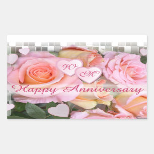 Sticker Rectangulaire Roses pour mon joyeux anniversaire d'amour