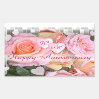 Sticker Rectangulaire Roses pour mon joyeux anniversaire d'amour