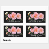 Sticker Rectangulaire Roses romantiques roses et papillon (Feuille)