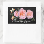 Sticker Rectangulaire Roses romantiques roses et papillon (Sac)