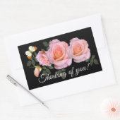 Sticker Rectangulaire Roses romantiques roses et papillon (Enveloppe)