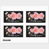 Sticker Rectangulaire Roses romantiques roses et papillon (Feuille)