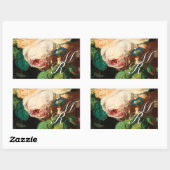 STICKER RECTANGULAIRE ROSES ROSES ROSES ROSES ROSES BLANCHES ET MONOGRAM (Feuille)