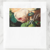 STICKER RECTANGULAIRE ROSES ROSES ROSES ROSES ROSES BLANCHES ET MONOGRAM (Sac)