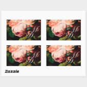 STICKER RECTANGULAIRE ROSES ROSES ROSES ROSES ROSES BLANCHES ET MONOGRAM (Feuille)