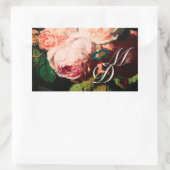 STICKER RECTANGULAIRE ROSES ROSES ROSES ROSES ROSES BLANCHES ET MONOGRAM (Sac)
