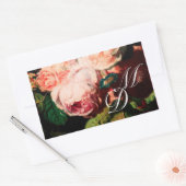 STICKER RECTANGULAIRE ROSES ROSES ROSES ROSES ROSES BLANCHES ET MONOGRAM (Enveloppe)