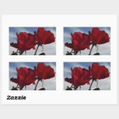 Sticker Rectangulaire Roses rouges contre un ciel bleu vif (Feuille)