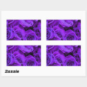 Sticker Rectangulaire roses violet romantique, joli bouquet de rose (Feuille)