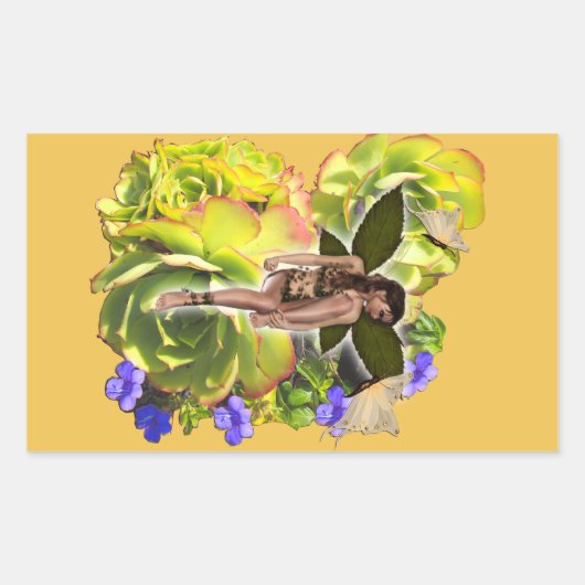 Sticker Rectangulaire Rosette Succulent visiteurs (Devant)