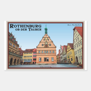 Sticker Rectangulaire Rothenburg od Tauber - der Marktplatz