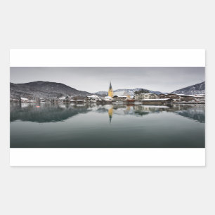 Sticker Rectangulaire Rottach-Egern chez le Tegernsee, Bavière en hiver