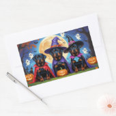 Sticker Rectangulaire Rottweiler Chiens Citrouille Halloween Funny (Enveloppe)