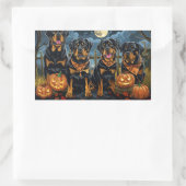 Sticker Rectangulaire Rottweiler Halloween Éffrayant (Sac)