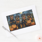 Sticker Rectangulaire Rottweiler Halloween Éffrayant (Enveloppe)