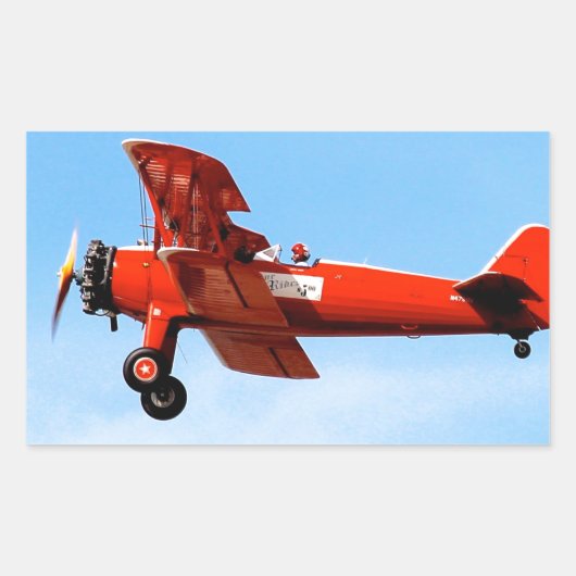 Sticker Rectangulaire Rouge Baron Bi Plane (Devant)