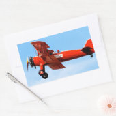 Sticker Rectangulaire Rouge Baron Bi Plane (Enveloppe)