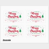 Sticker Rectangulaire Rouge blanc vert non photo Famille Joyeux Noël (Feuille)