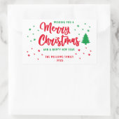 Sticker Rectangulaire Rouge blanc vert non photo Famille Joyeux Noël (Sac)