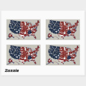 Sticker Rectangulaire rouge bleu états-unis (Feuille)