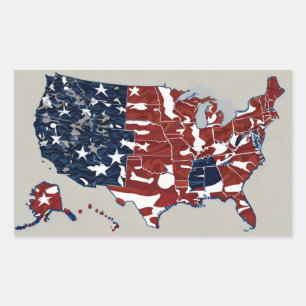 Sticker Rectangulaire rouge bleu états-unis
